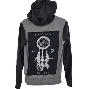Glamour Kills Sleep When Im Dead Zip Hoodie Small Grey Studded Pop Punk Emo